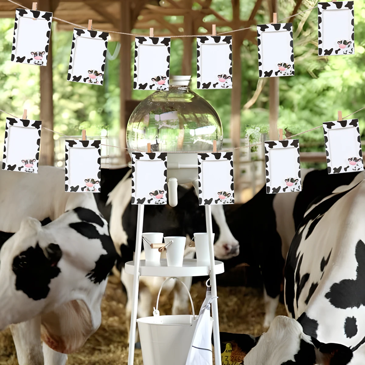Ферма черно-белая папка с рисунком коровы флаг баннер декор для вечеринки в честь