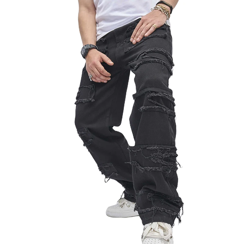 

Джинсы мужские рваные в стиле Харадзюку, классические штаны из денима, узкие брюки в стиле хип-хоп, уличная одежда