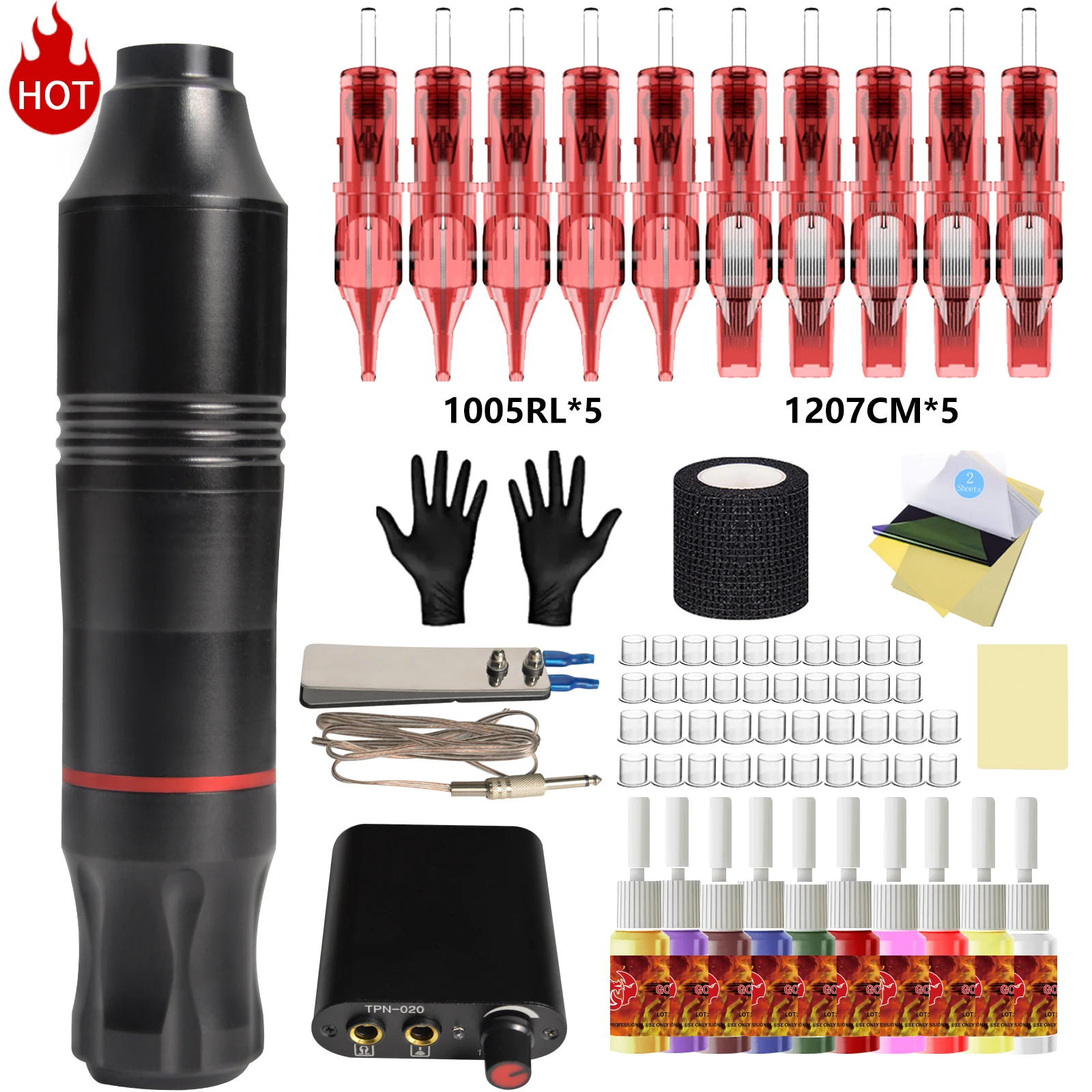 

Tattoo Pen Kit with Pedal Tattoo Pen Tatto Kit Strong Quiet Motor Rotary Electric Tattoo Gun Kit Tattoo Rotary Electric Pen