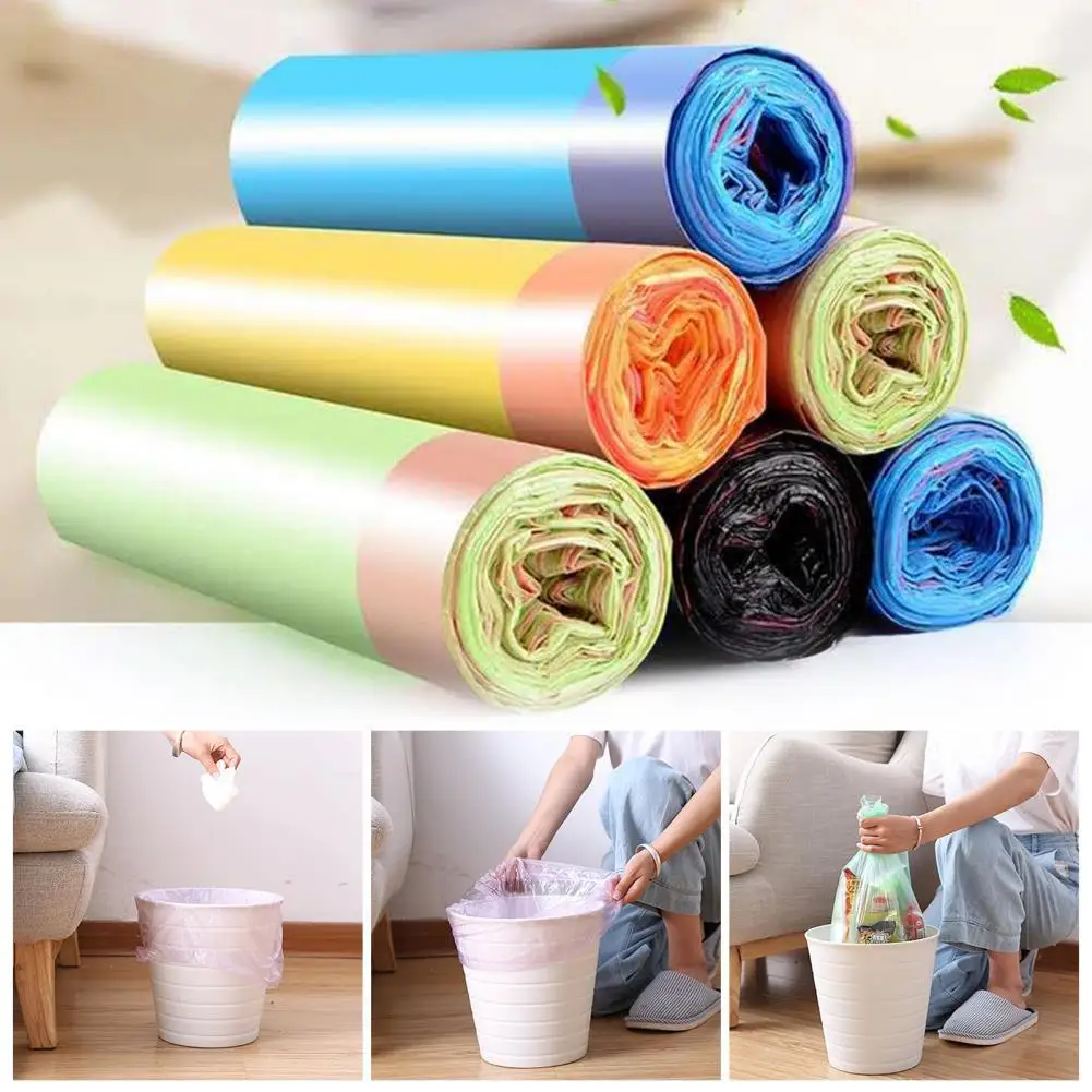 

5 Rolls Excellent Waste Bin Liners Drawstring Bags Garbage Pouch Lightweight Tear-resistant