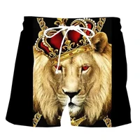 lion 3d printed mens short sleeve swimwear casual summer style luxury royal hip hop black board shorts quick dry funny beach