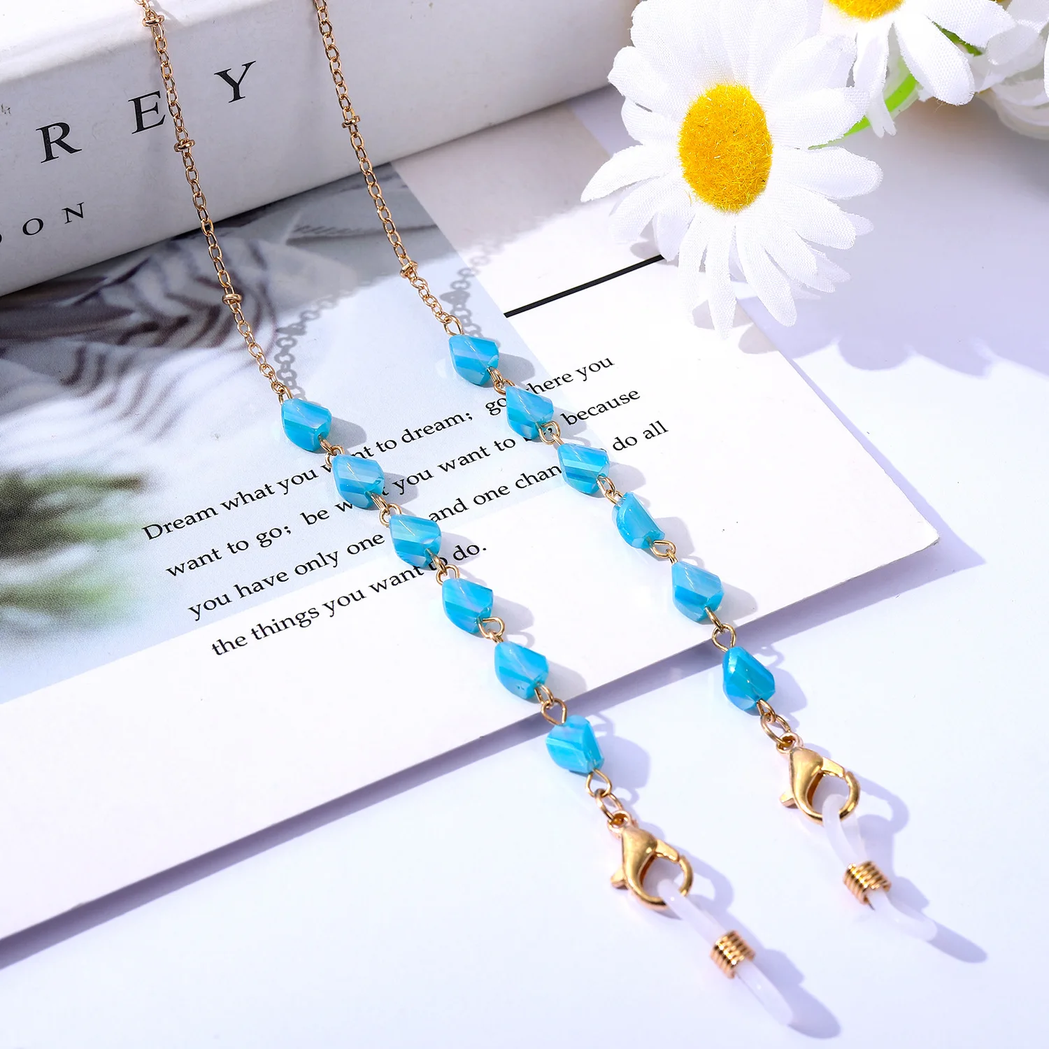 

Цепочка для очков с кристаллами женская, модный акриловый держатель для очков с бусинами неправильной формы, Ювелирное Украшение для шеи