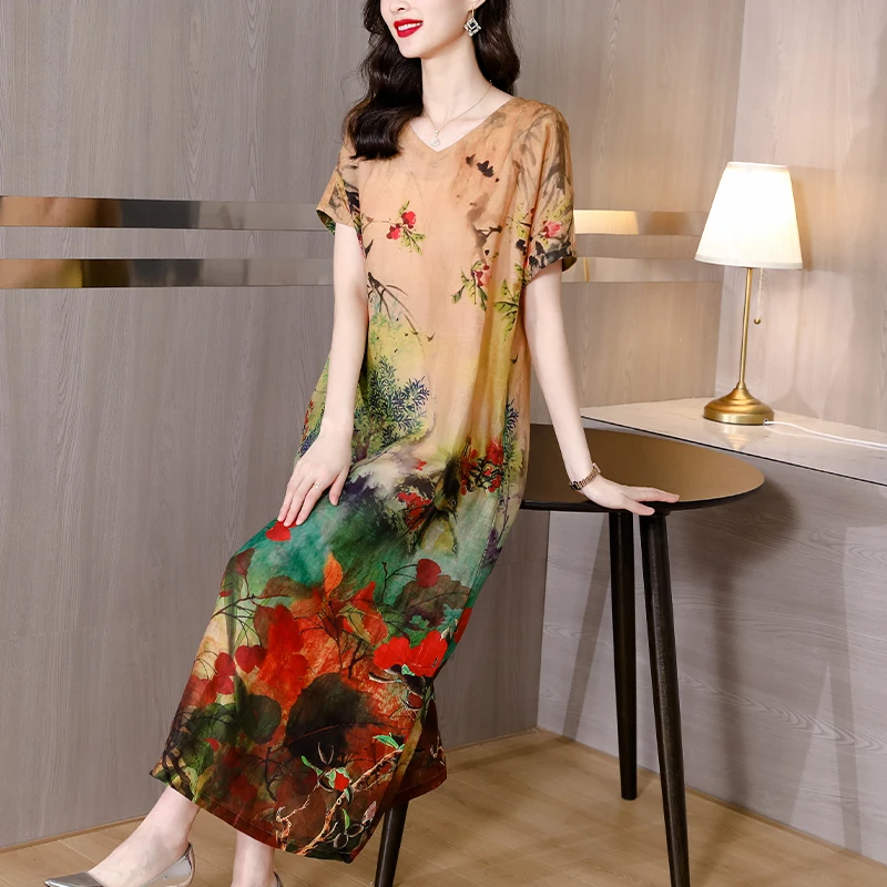 

Женская длинная юбка в стиле ретро, свободная облегающая элегантная юбка большого размера в стиле ретро, лето 2022