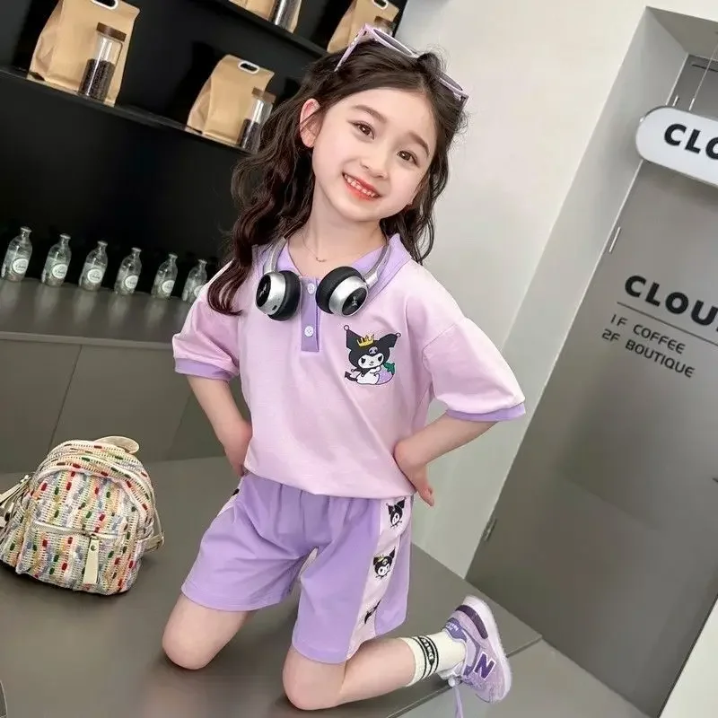 Детский спортивный костюм Sanrio Kuromi с лацканами аниме свободный для отдыха милый