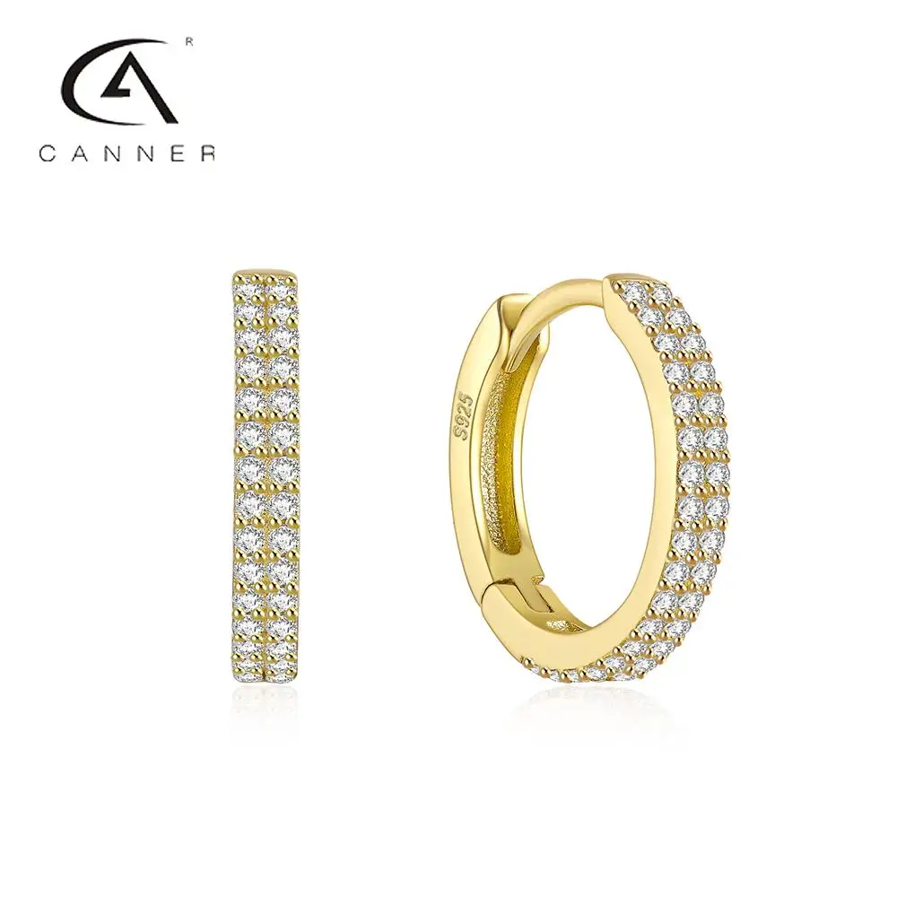 

CANNER Real S925 Silver Double Row Full Diamond Earrings for Women 2023 Luxury Jewelry Gypsophila 18K Platinum Plated Earrings