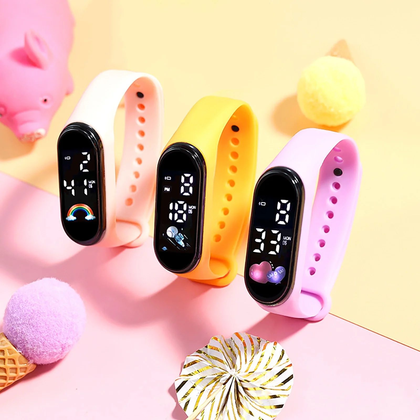 

Candy Color Kids Children Watches Birthday Gift For Boy Girls Silicone Strap Watch LED Digital Kid Watch Fashion Sport Bracelet