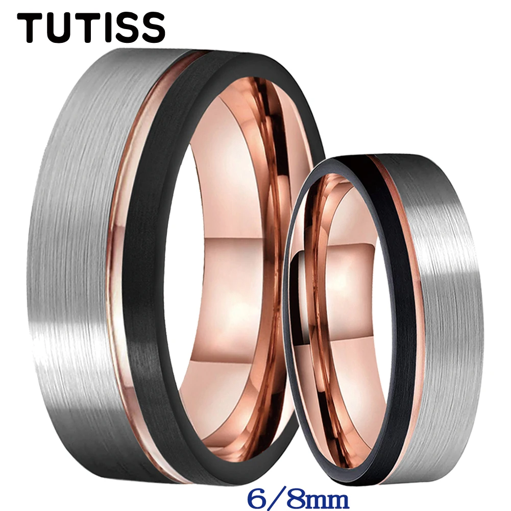 Модное плоское кольцо TUTISS 6 мм 8 для мужчин и женщин из карбида вольфрама