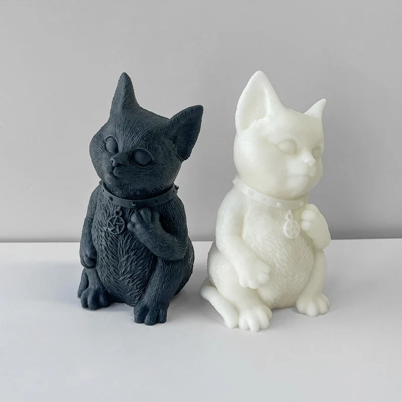 

Silicone Mold Kitten Aromatherapy Candle Mould DIY Animal Kitten Handmade Soap Plaster Epoxy Abrasive Tools