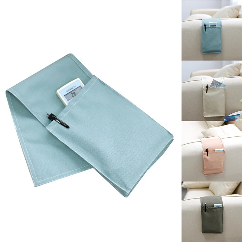 

Sofa Arm Hanging Storage Bag Cotton Linen Bedside Storage Bag Organizer for TV Remote Control Holder Cell Phones Pouch