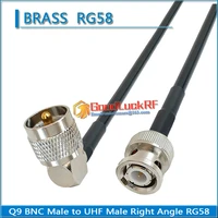 pl259 so239 uhf male right angle 90 degree to q9 bnc male connector pigtail jumper rg 58 rg58 3d fb extend copper cable