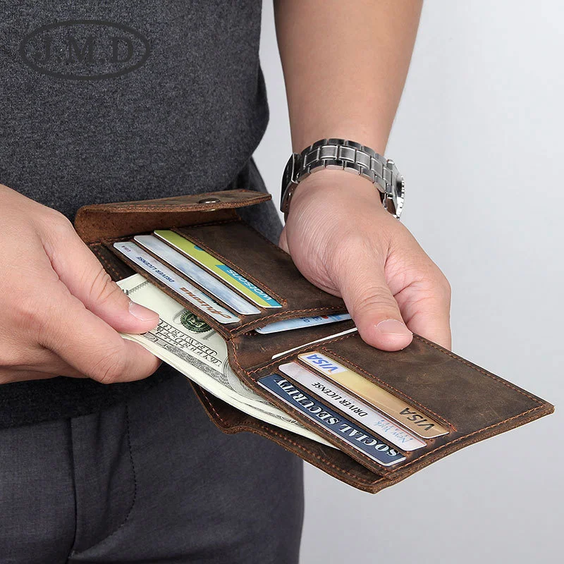 

Кожаный кошелек Crazy Horse для мужчин и женщин, мужские короткие пуговицы, новая модель