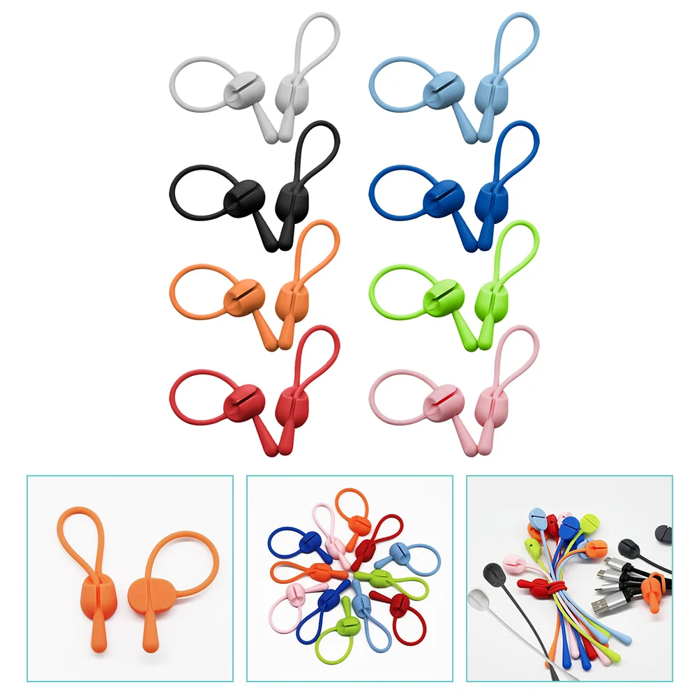 

Cable Cord Ties Organizer Winder Tie Wrap Silicone Management Straps Wire Keeper Charging Power Zip Wraps Cords Strip Reusable
