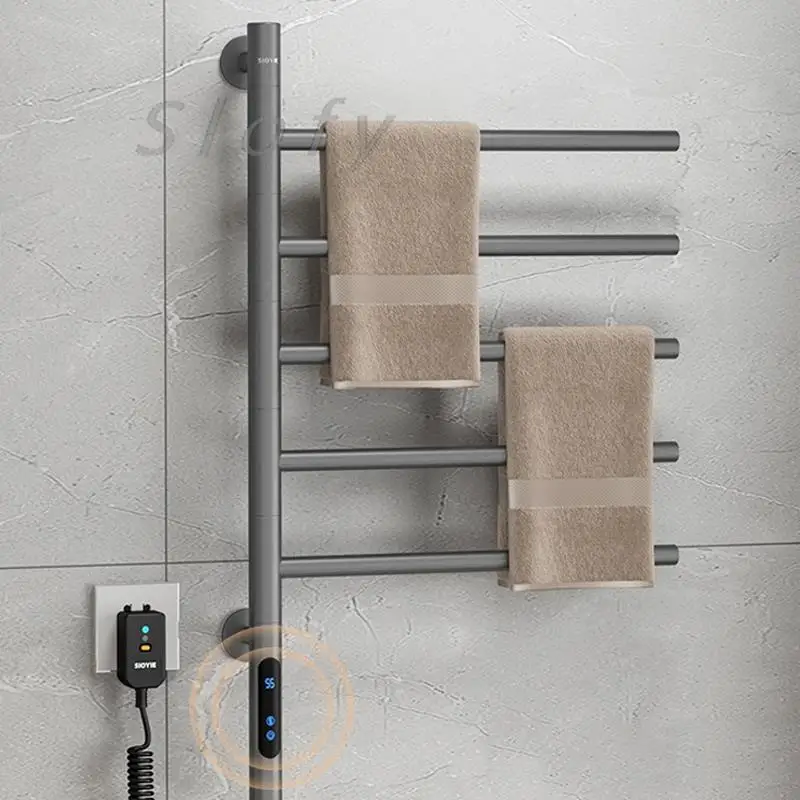 

Полотенце с электрическим подогревом, настенная сушилка для ванной комнаты, подогреватель полотенец из нержавеющей стали, 5 полос, встроенный таймер