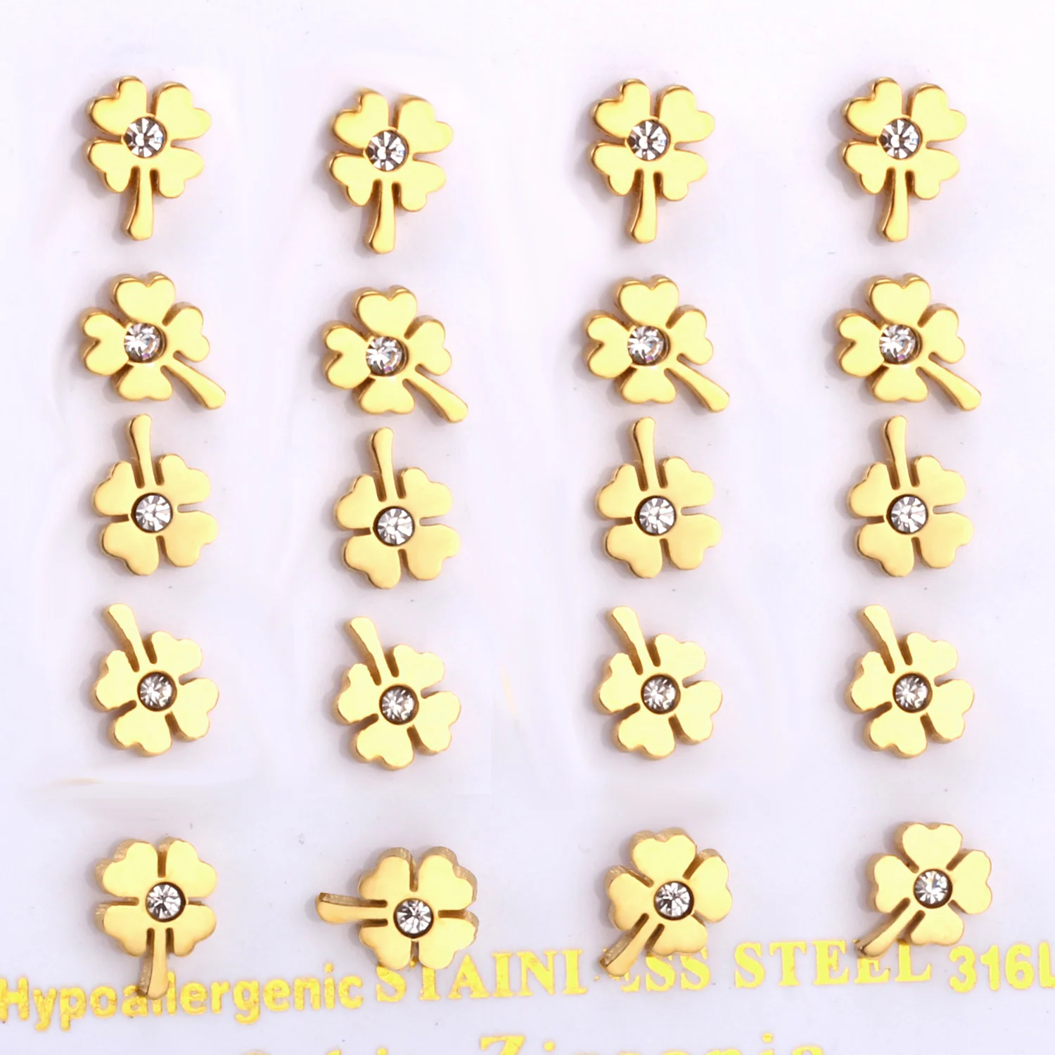 LUXUSTEEL 10 пар изящных фотографий для женщин девушек золотого цвета из нержавеющей стали маленькие блестящие хрустальные цветы сердце пирсинг... (art.: 3920bda239c90) - 3920bda239c90