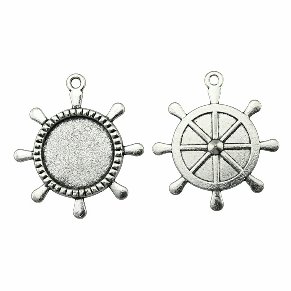 

4pcs Fit 20mm Round Rudder Style Cameo Cabochon Pendant Base Setting For Jewelry Making DIY Necklace Making