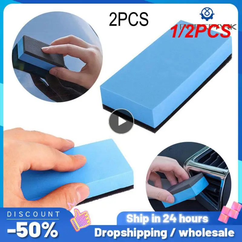

1/2PCS Car Ceramic Coating Applicator Glass Wax Coat Applicator Pads Sponges Automobile Blue Square Sponge And Cloth