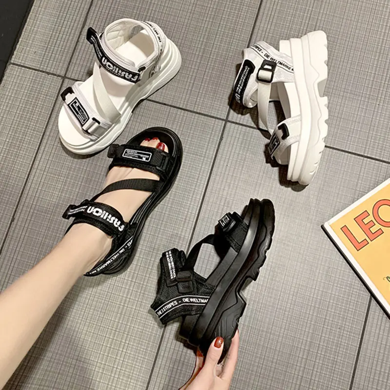 2023 Fashion Women Platform Sandals White Chunky Sports Wedge Shoes for Woman Summer Students Shoes Large Size 42