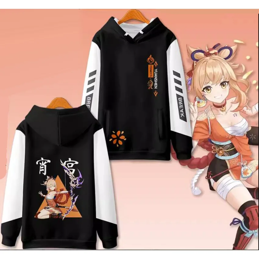 

New in Genshin Impact Naganohara Yoimiya Cosplay Hoodie Women Men Sweatshirt Streetwear Hip Hop Pullover kids Hooded Jacket