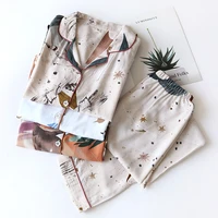 high quality soft cotton pajamas women printed home clothes suit 2022 new summer thin long sleeve sleepwear female pijama autumn