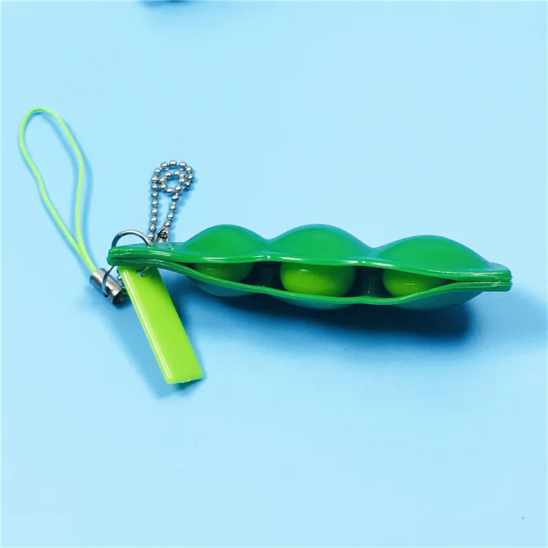 

2pcs Fidget Toys Pack Decompression Edamame Toys Squishy Squeeze Peas Beans Keychain Cute Stress Adult Toy Key Chain