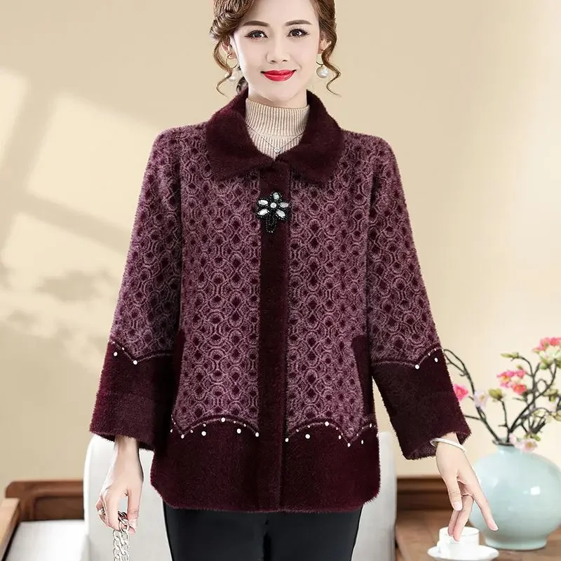 Осенне-зимняя утепленная куртка женский свободный свитер больших размеров