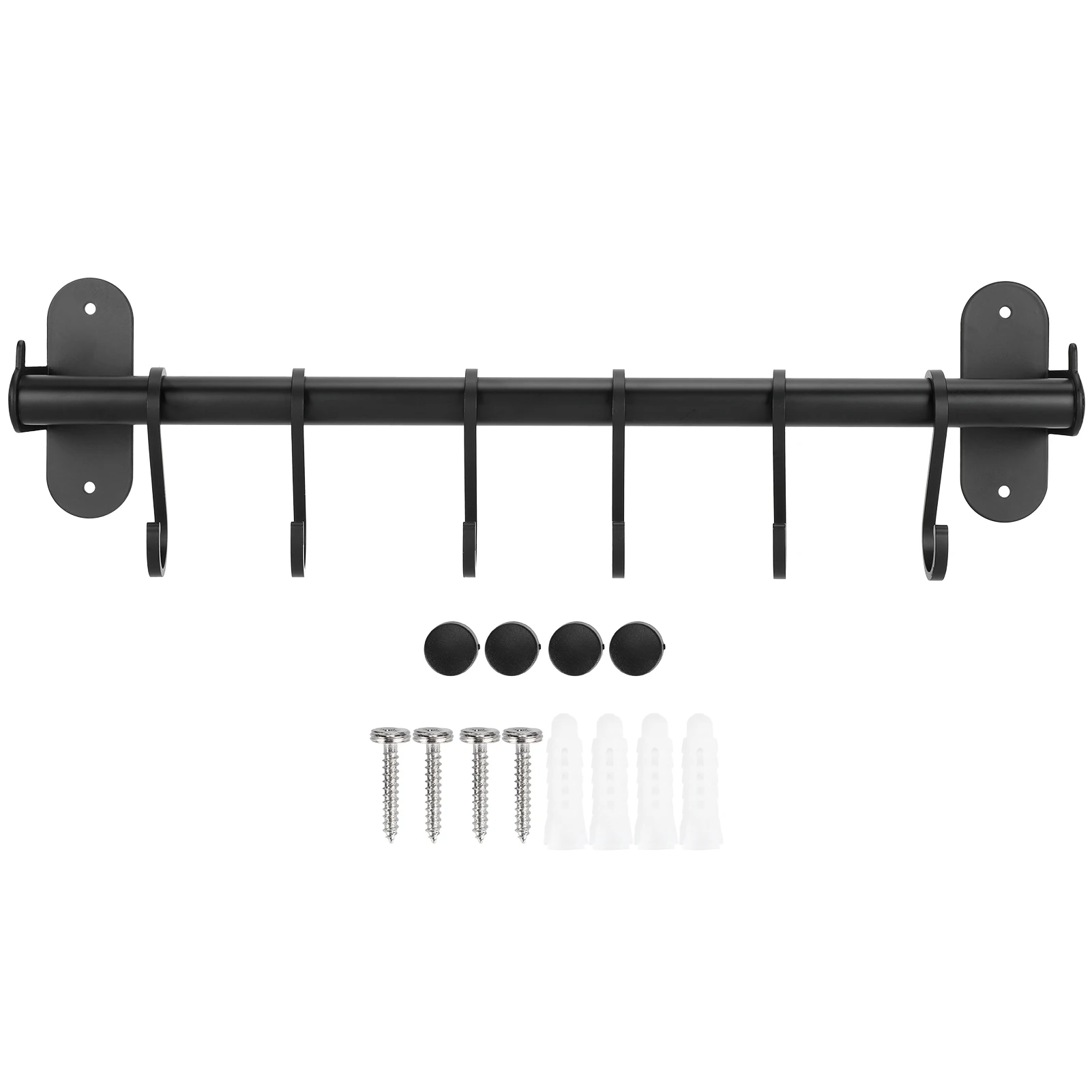 

40cm 6 Hooks Pot Lid Hanger Punch Wall‑Mounted Storage Holder Kitchen Utensil Rack Organizer
