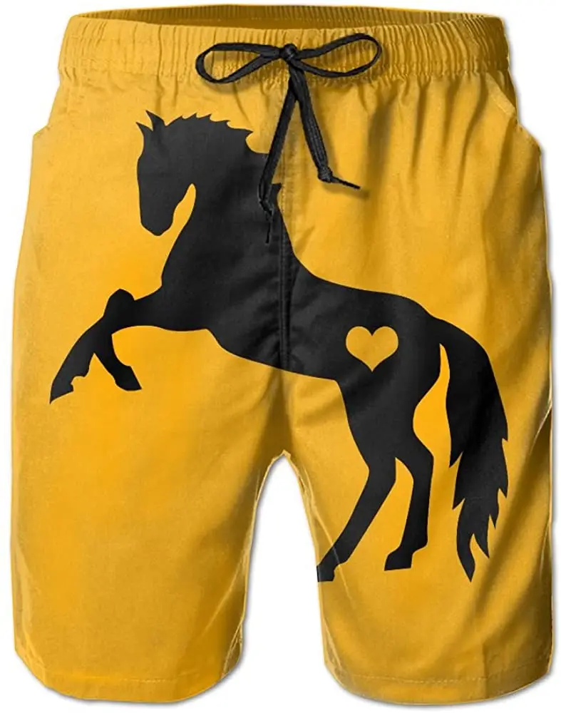 

Board Shorts Love Horses Men's Quick Dry Swim Trunks Beach Shorts