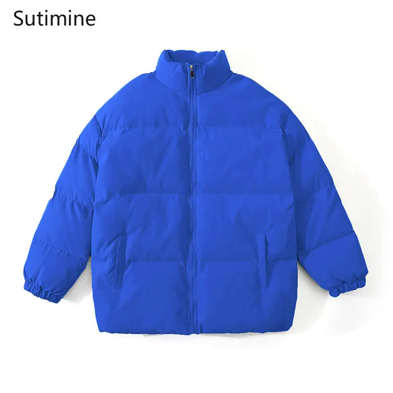 Winter Coat Men Casual Stand Collar Cotton Coat Men's Pure Color Simple Thick Cotton Padded Jacket Warm Coat Printing Coats Men