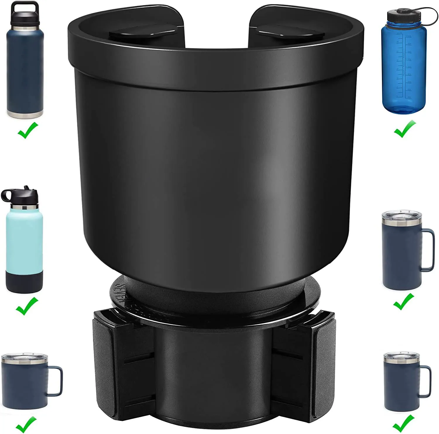 

Car Cup Holder Expander Adapter (Adjustable) - Fits Hydro Flask, Yeti, Nalgene, Large 32/40 oz. Bottles & Big Drinks