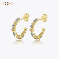 roxi exquisite colorful zircons stud earrings for women 925 sterling silver piercing%c2%a0earring summer trend plata 925 jewelry