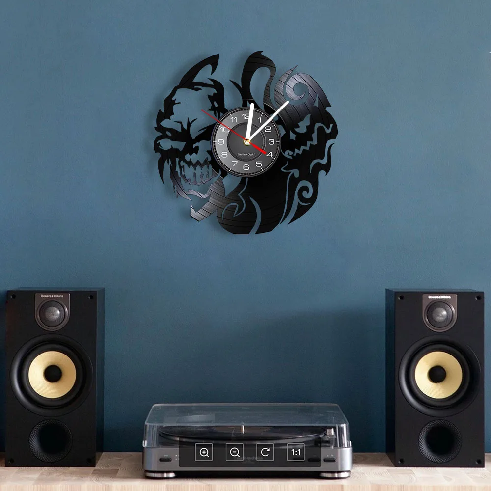 Ужас Череп Готический Хэллоуин Декор настенные часы страшный Скелет виниловая