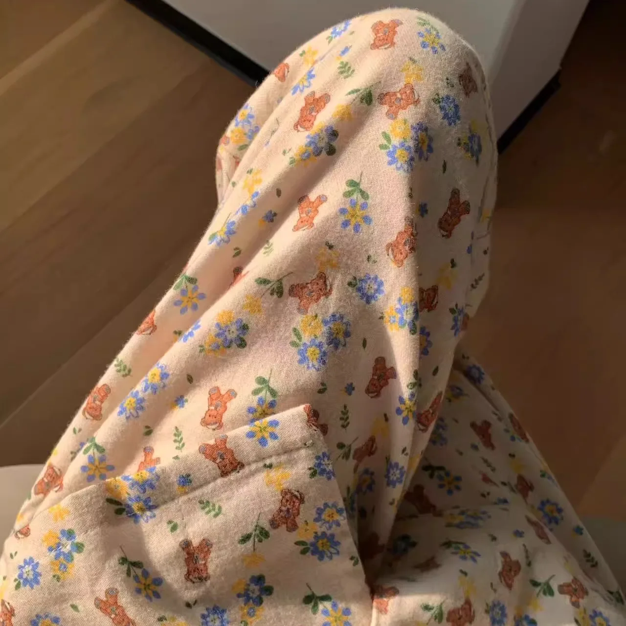 Новинка осени 2024 милые брюки из чистого хлопка с длинными рукавами пижамы