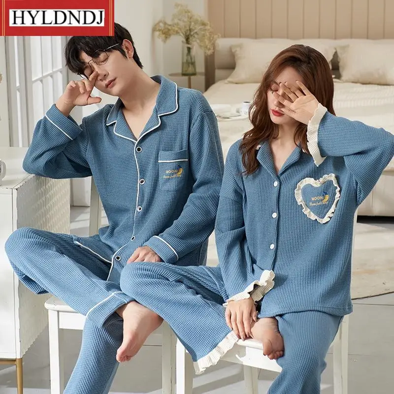 Sweethearts Spring Autumn New Pajamas Sets for Womens and Mens Loose Casual Cartoon Print Pyjamas 2Pcs Nightgown Homewear