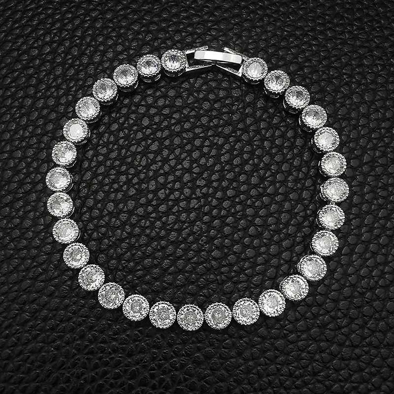 

2022 New Arrival Luxury Round 19CM silver color on hand Bracelet Bangle For Women Anniversary Gift Jewelry Bulk Sell S5454