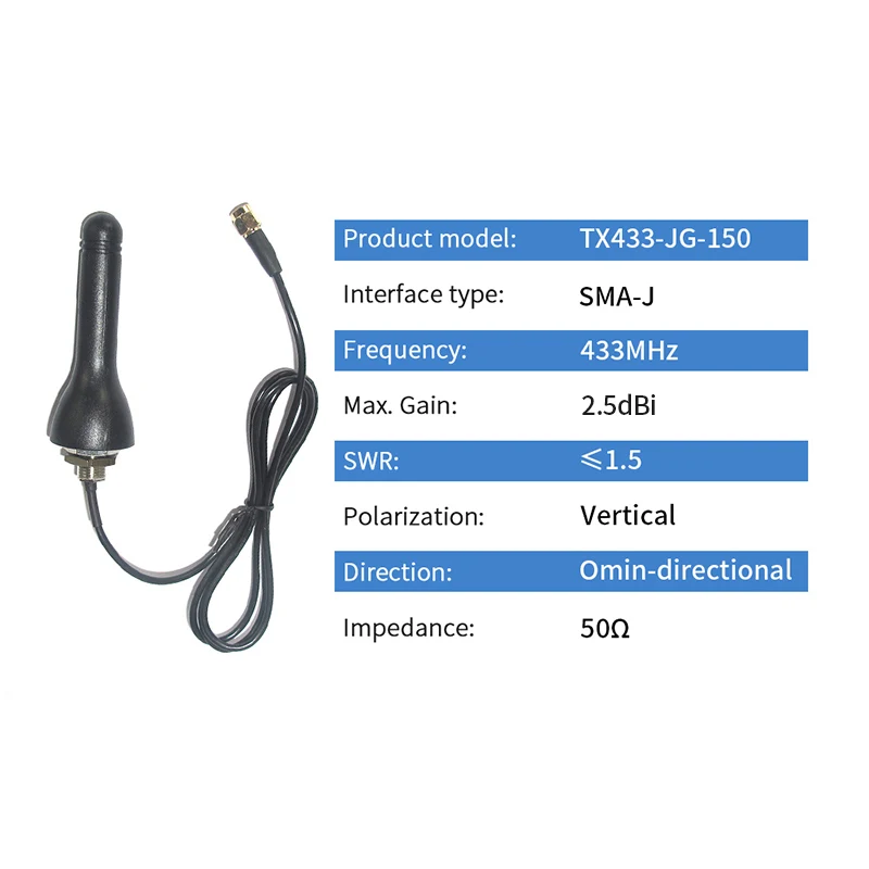 Outdoor 433MHz Cabinet Antenna Waterproof External 433M Antenna SMA Male Omni Lora Antena DTU Module Aerial TX433-JG-150