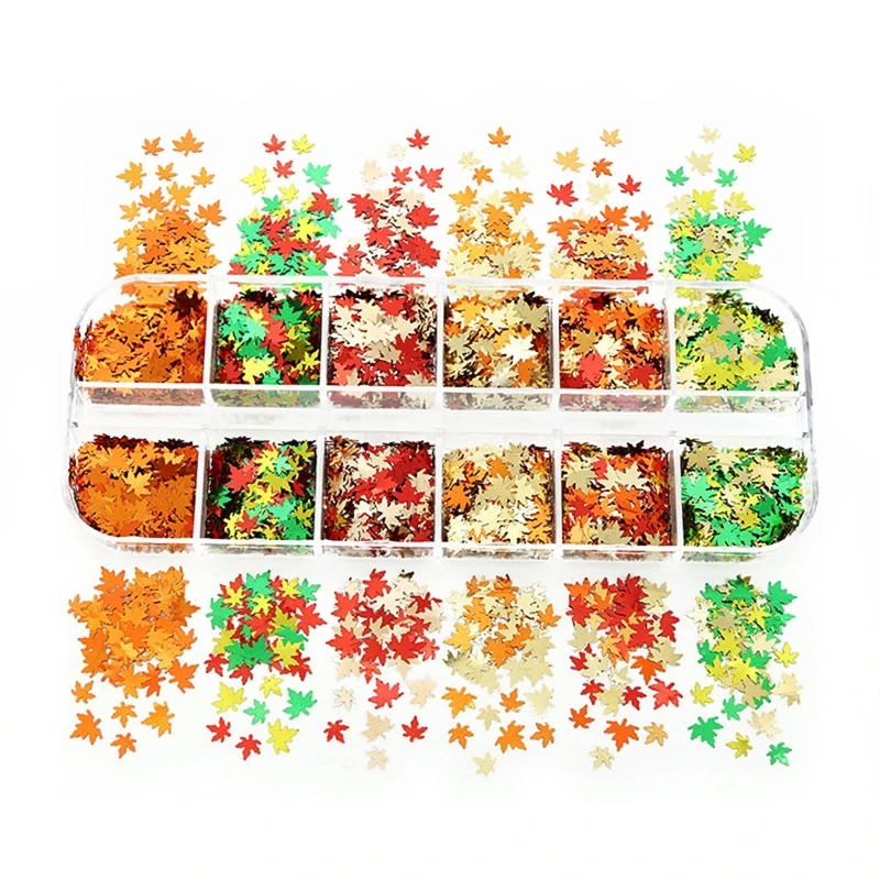 

Осенняя форма кленового листа блестки для нейл Арта (искусство украшения ногтей) осенние листья голографические хлопья 124A