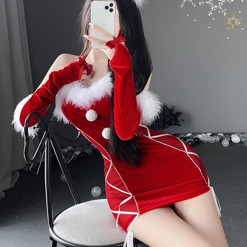 Зима 2023 рождественская шаль с капюшоном для девочек пушистое бикини униформа