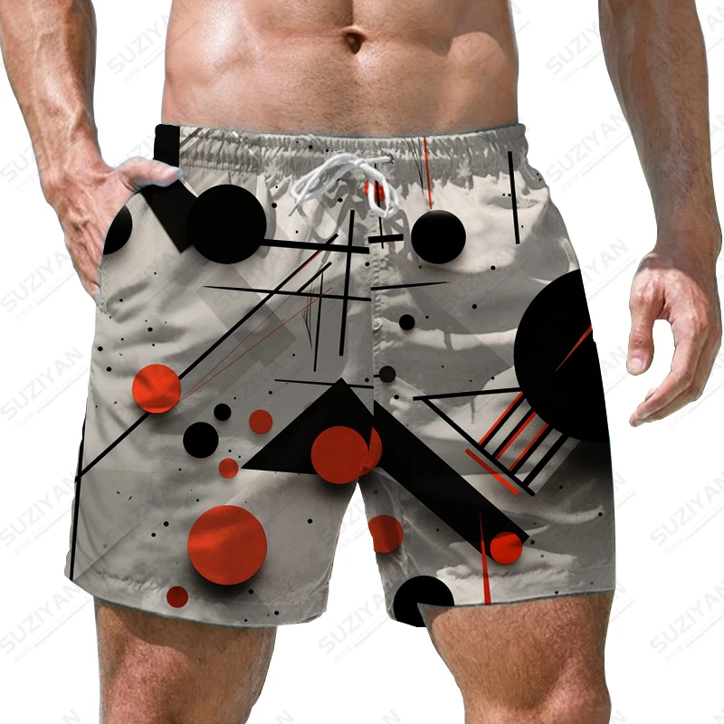 

Summer new men's shorts black red ball element 3D printed men's shorts personality style men's shorts fashion trend men's shorts