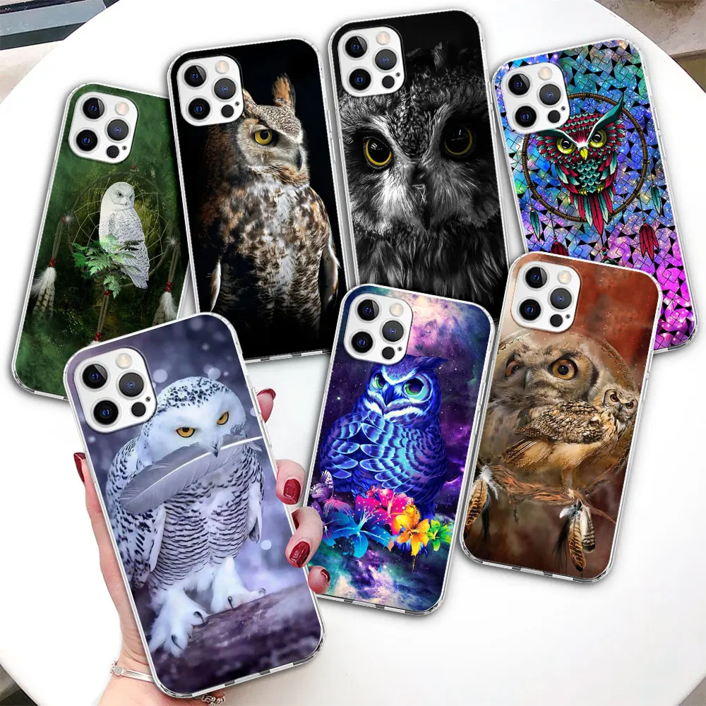 

Прозрачный чехол для телефона iPhone 14 13 12 Mini 11 Pro Max, чехлы XR XS 7 8X6 6s Plus SE 2020, мягкий чехол из ТПУ с ловцом совы
