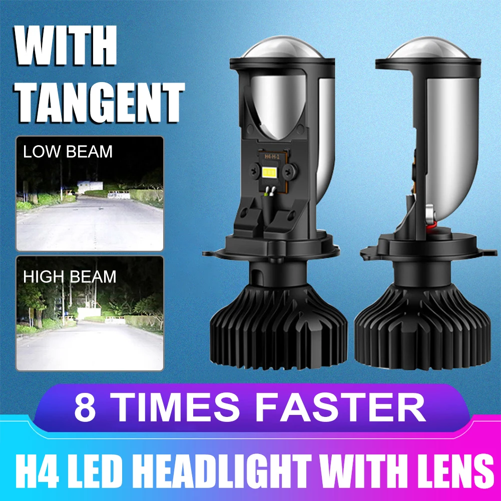 

Car LED Headlight 10000LM H4 LED Headlights Super Brightness 65W/bulb Auto Car Headlight With Mini Projector Convex Lens 2pcs