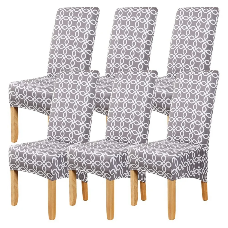 

Чехлы на стулья JFBL, эластичные съемные чехлы для стульев, 6 штук в упаковке, серого цвета, можно стирать