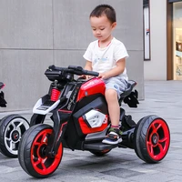 children driving rechargeable electric motorcycle riding male and female baby three wheeled toy car dual drive with led lights