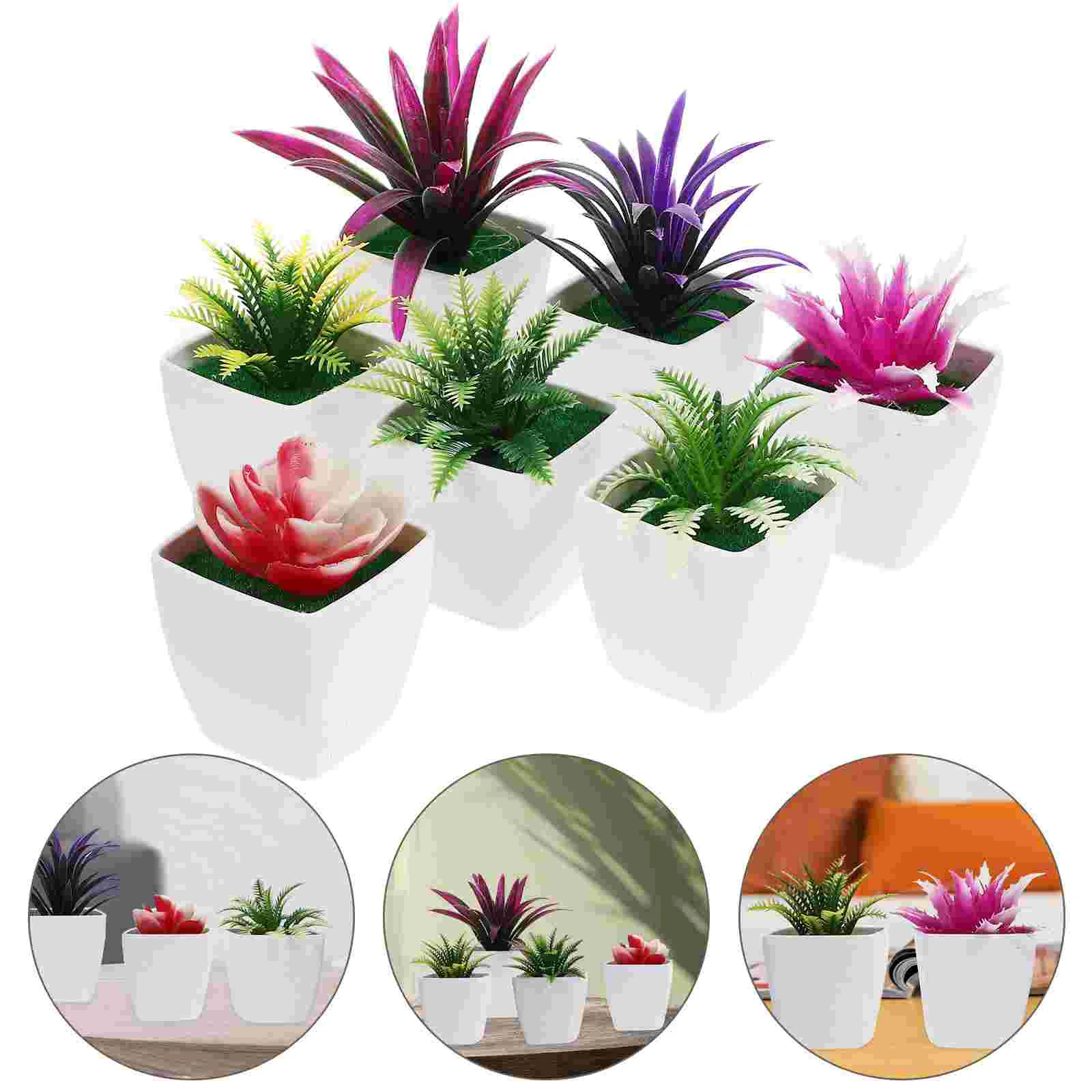 

7 pcs Mini Potted Pots Small Potted Bonsai Desktop Fake Potted Model