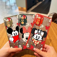 cartoon minnie mickey for xiaomi redmi k40 k30 k20 10x 10 9c 9t 9a 9 8a 8 7a 7 6a 6 pro 5g frosted translucent phone case