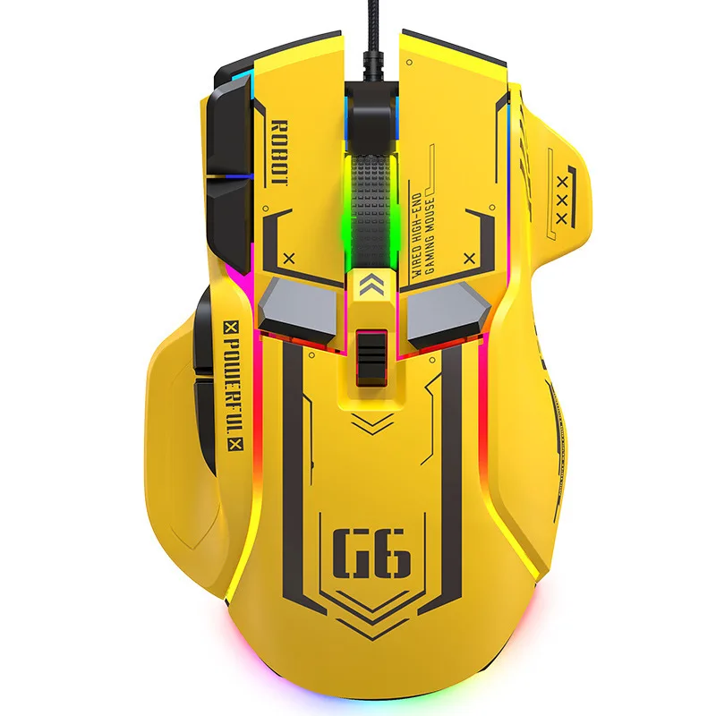 

New DIXSG G6 Wired Mouse Macro Programming RGB Lighting Effect E-sport Gaming Mechanical Mouse Apply To Laptops and Desktops