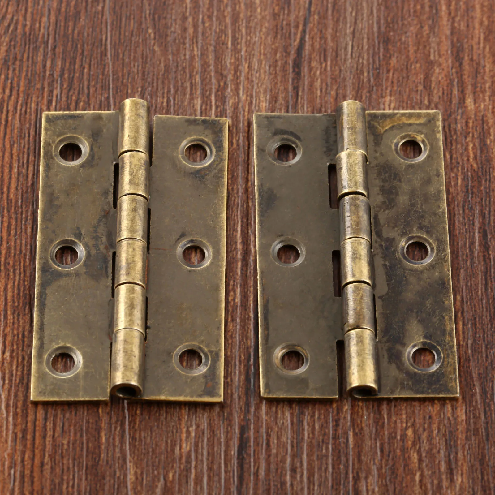 DRELD 2Pcs Furniture Cabinet Drawer Door Butt Hinge Furniture Fittings Antique Bronze Decorative Hinges for Jewelry Box 50x28mm