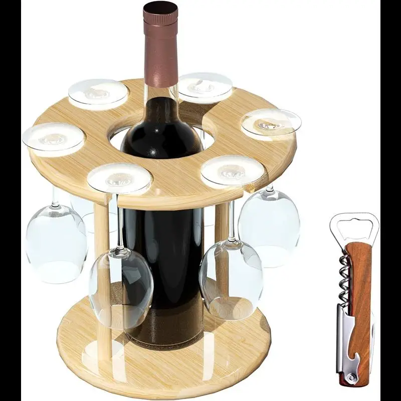 

Wine Gift Wine Rack,Stand Wine Glass Holder,and Bottle Drying Rack,Bamboo Wine Storage,Tabletop Wine Racks