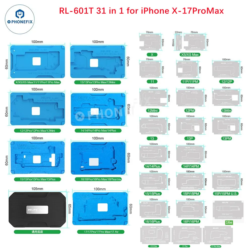 

Набор платформ для реболлинга BGA Relife RL-601T для iPhone X-16 Pro Max