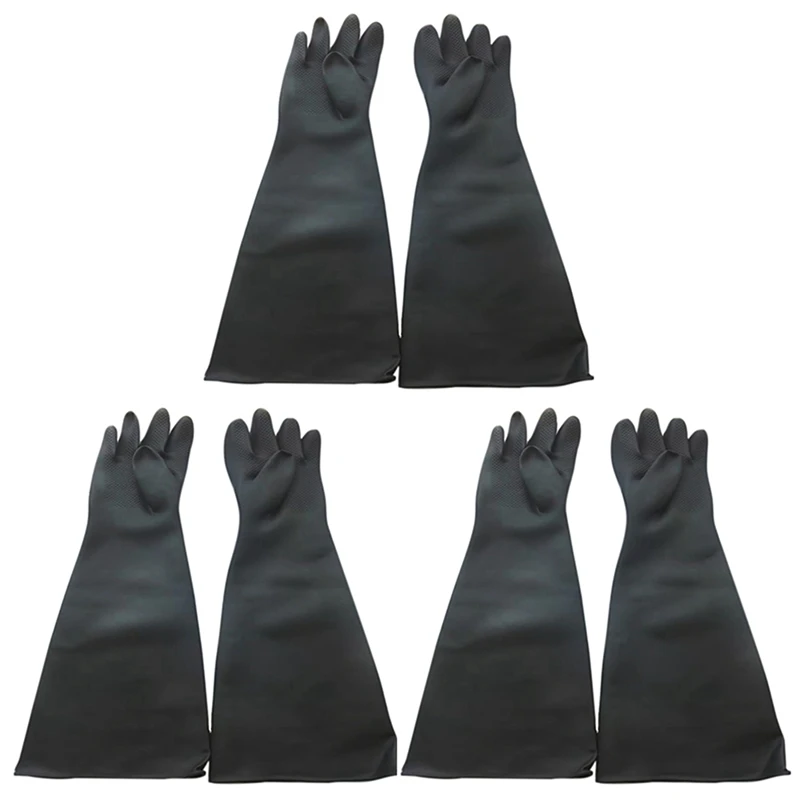 

NEW-3X Sand Blasting Gloves For Sandblast Cabinet Gloves 60X20cm