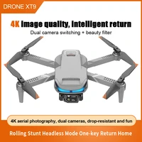 2022 new xt9 mini drone 4k dual camera hd wifi fpv obstacle avoidance drone optical flow four axis aircraft rc helicopter toys